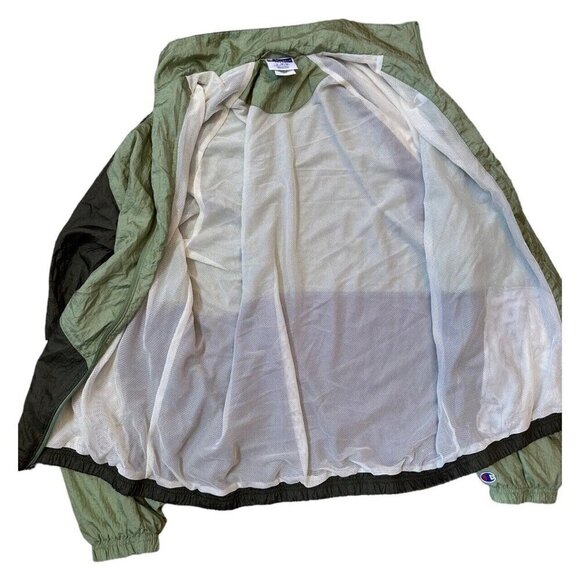 Champion Windbreaker Full Zip Green Color block Track Jacket Mens Sz Large - Picture 7 of 10